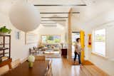 "They were the lightest possible way to support the roof," says Anton of the raw steel rafter ties in the newly vaulted living room. It’s a detail they’d first used in their ADU several years before.